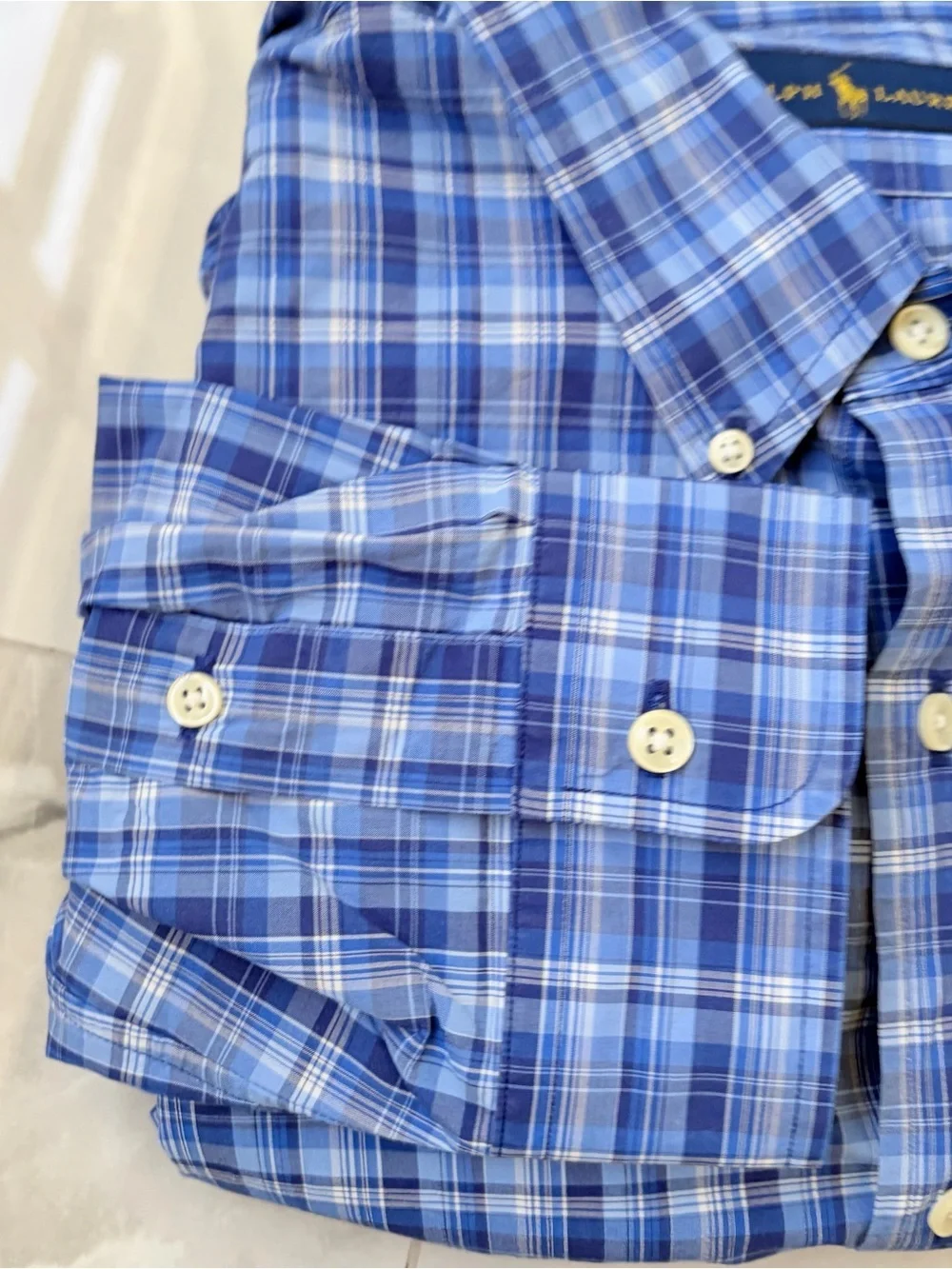 Polo Ralph Lauren Shirt Mens XL Blue Plaid Long Sleeve Button Down